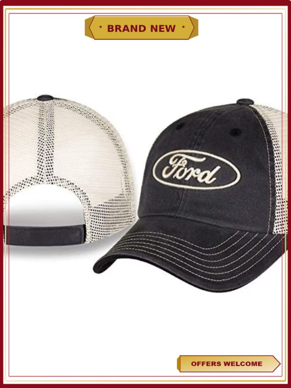 Ford Trucker Hat Logo Car Auto Racing Cap Mesh Snapback
